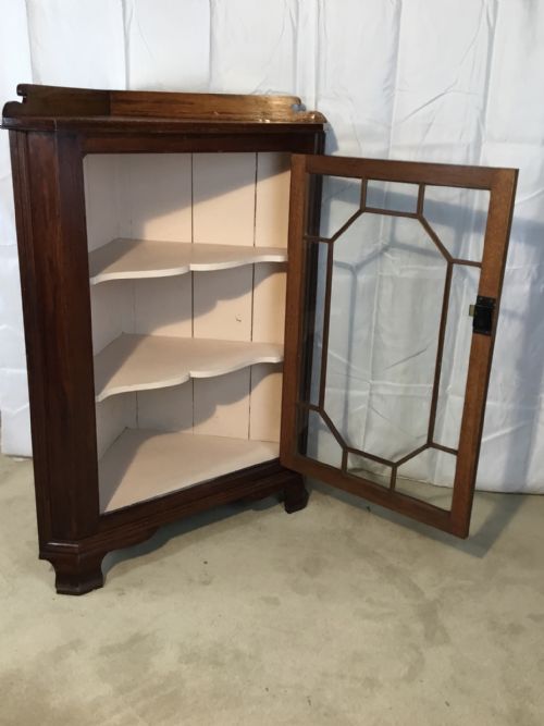 Floor Standing Glazed Oak Corner Cabinet 19th Century