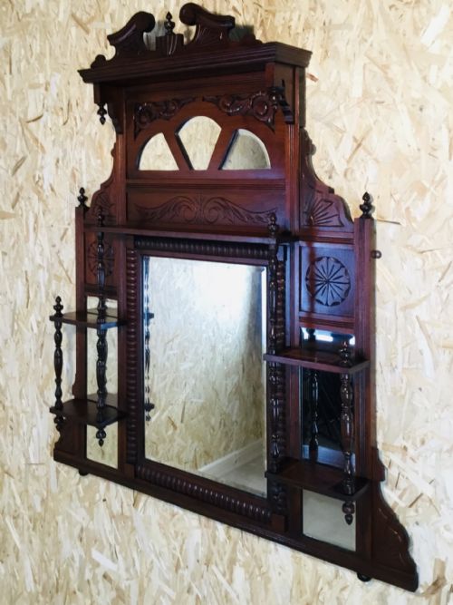 Victorian Walnut Overmantel