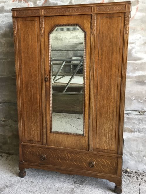 Oak Mirror Door Wardrobe