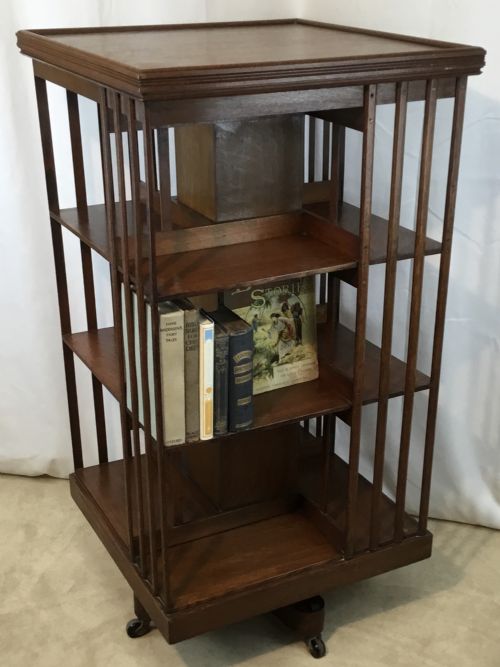Quality Edwardian Oak Revolving Bookcase