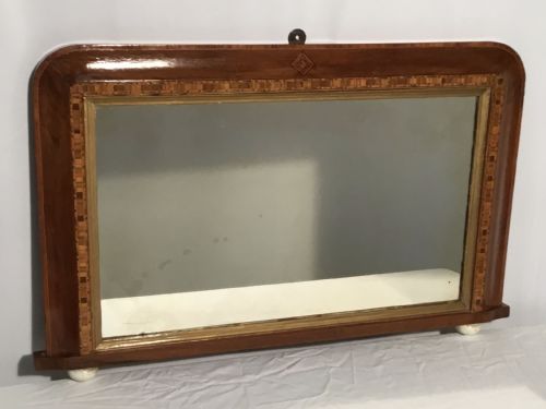 Walnut & Tunbridge Inlaid Overmantel or Peer Glass