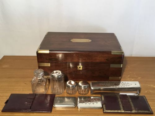 Rosewood Brass Bound Dressing Case Circa 1880