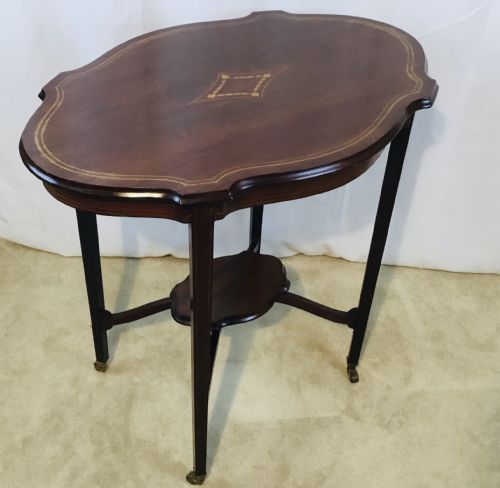 Inlaid Edwardian Occasional Table on Brass Castors