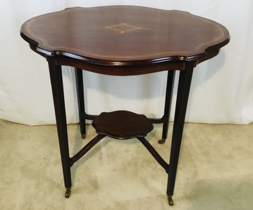fig 1. Inlaid Edwardian Occasional Table on Brass Castors