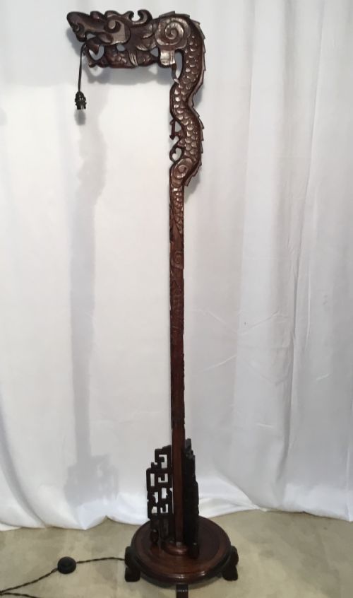 Carved Chinese Dragon Standard Lamp