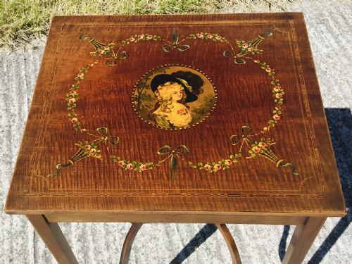 FINE QUALITY INLAID PORTRAIT DECORATED WORK BOX - ADDITIONAL PHOTO 2