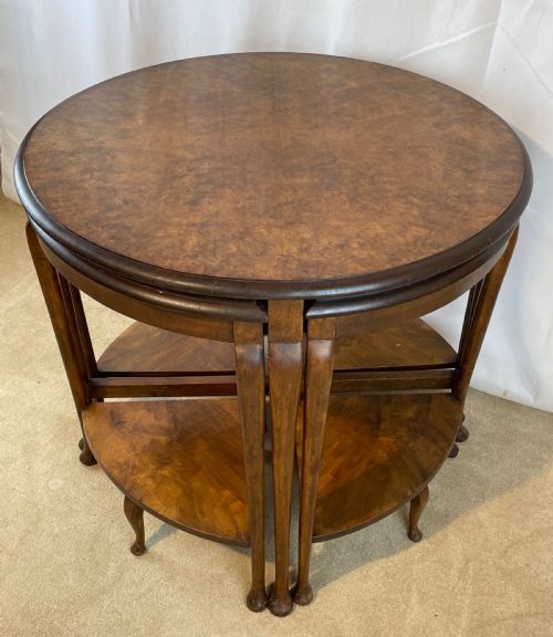 Fine Burr Walnut Nest of Five Tables