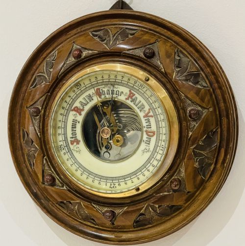 Victorian Carved Walnut Barometer