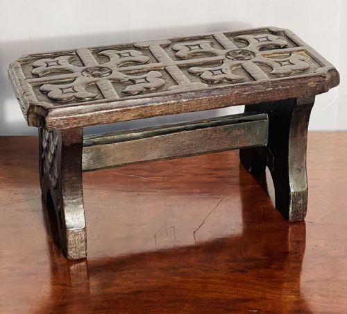 Small Victorian Folk Art Carved Stool