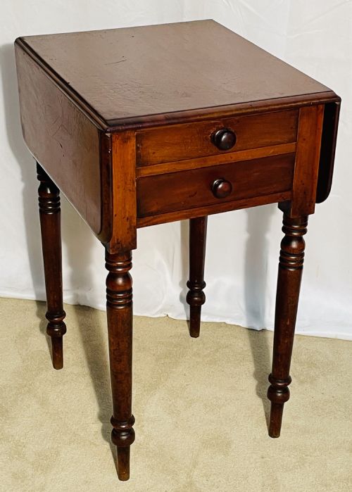 19th C Two Drawer Pembroke Work Table