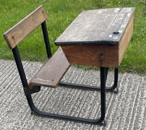 Oak & Iron School Desk, 1920,S