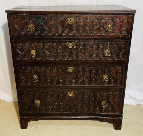 Antique Carved Oak Chest of Drawers