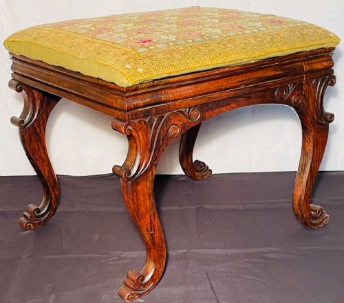 Regency Rosewood Carved Sabre Leg Stool of Quality.