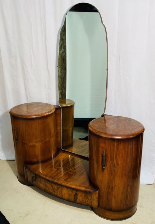 Fabulous Shrager Burr Walnut Iconic Cylinder Dressing Table