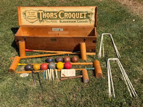 Superb Early 1900’S Slazenger Pine Boxed Croquet Set