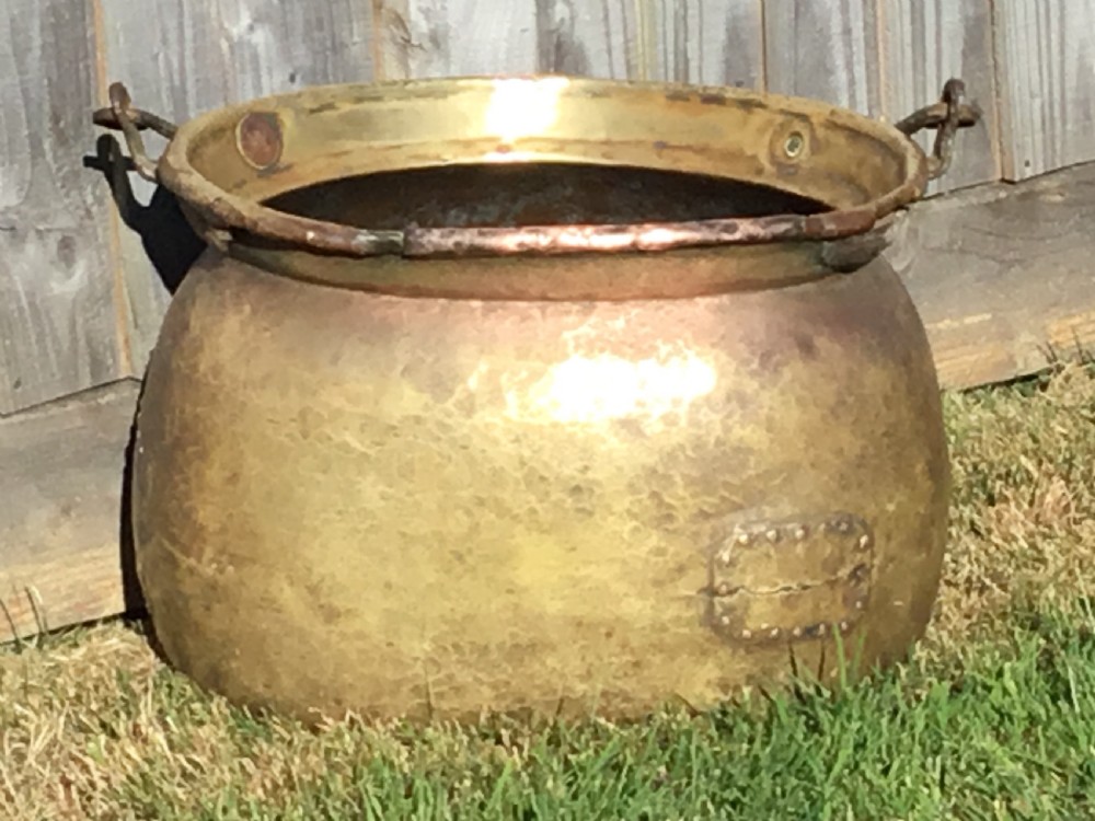 Large Brass Cauldron 18th Century View II