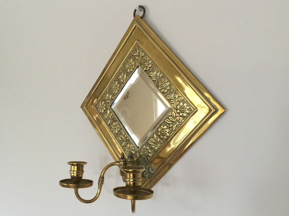 Rare Victorian pair of brass girandole mirrors View III