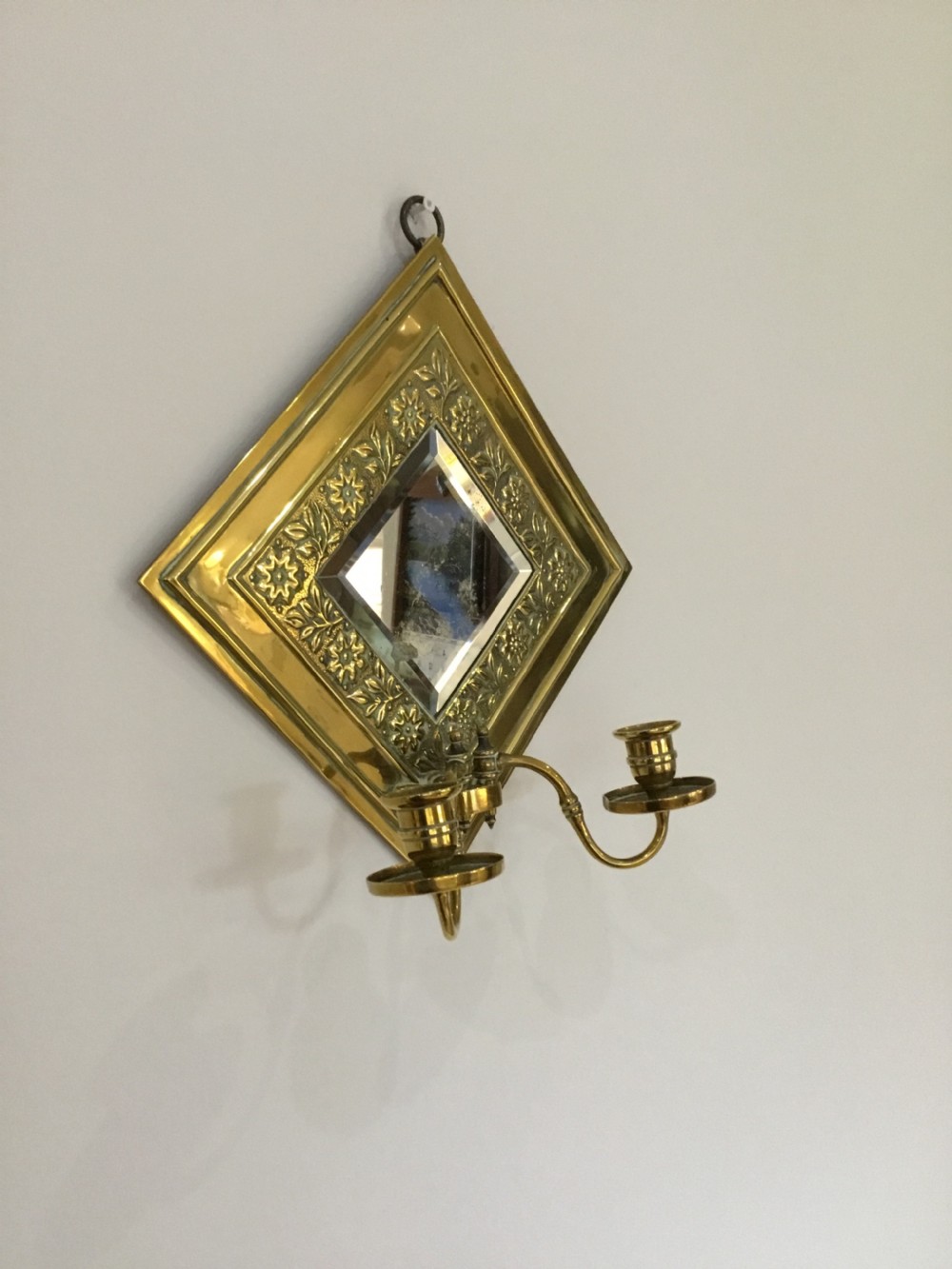 Rare Victorian pair of brass girandole mirrors View VIII