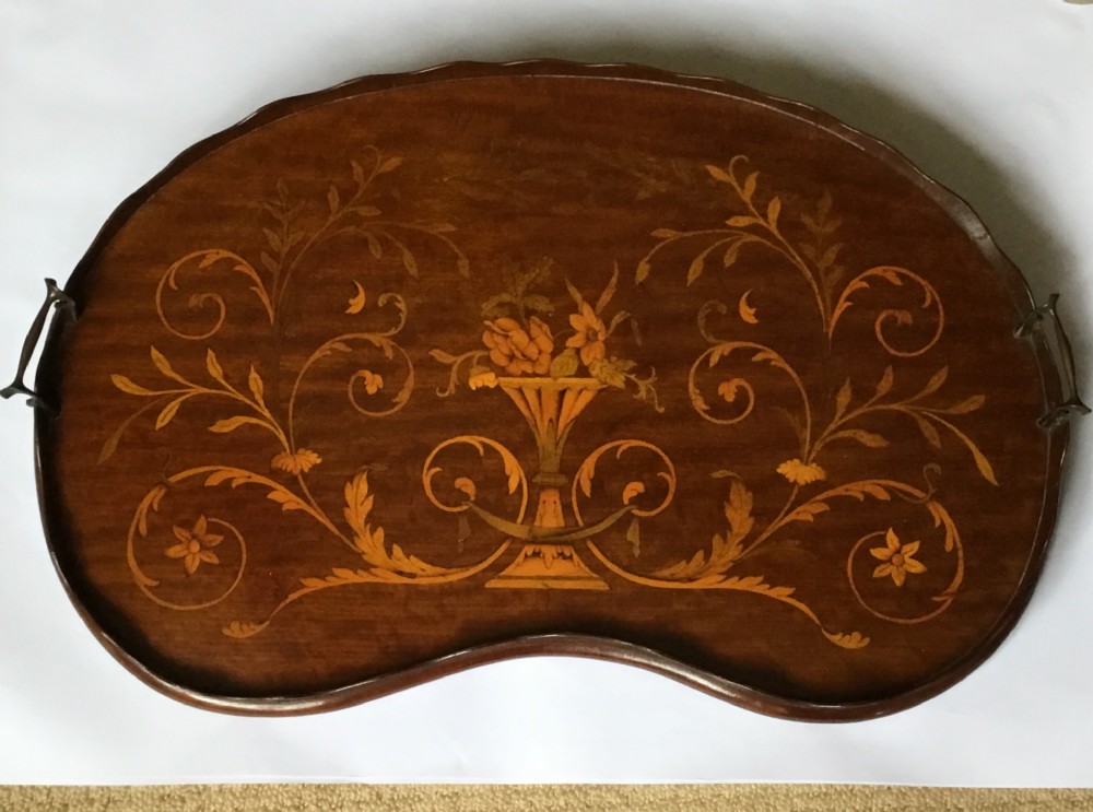 Edwardian Sheraton revival inlaid mahogany tray