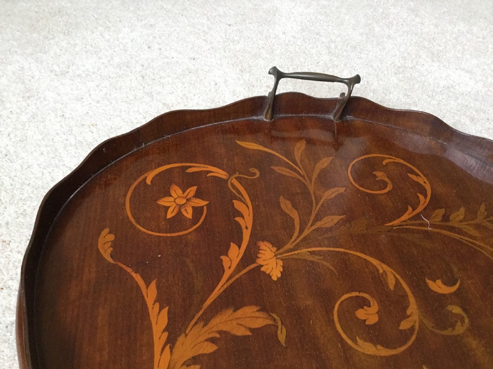 Edwardian Sheraton revival inlaid mahogany tray View III