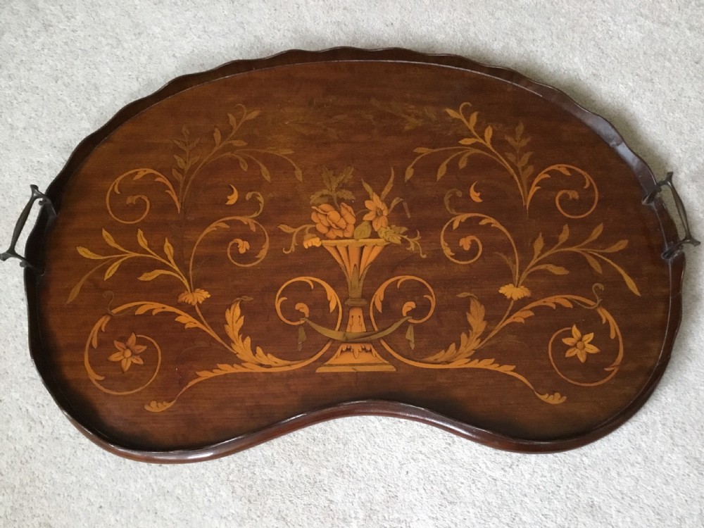 Edwardian Sheraton revival inlaid mahogany tray View VIII