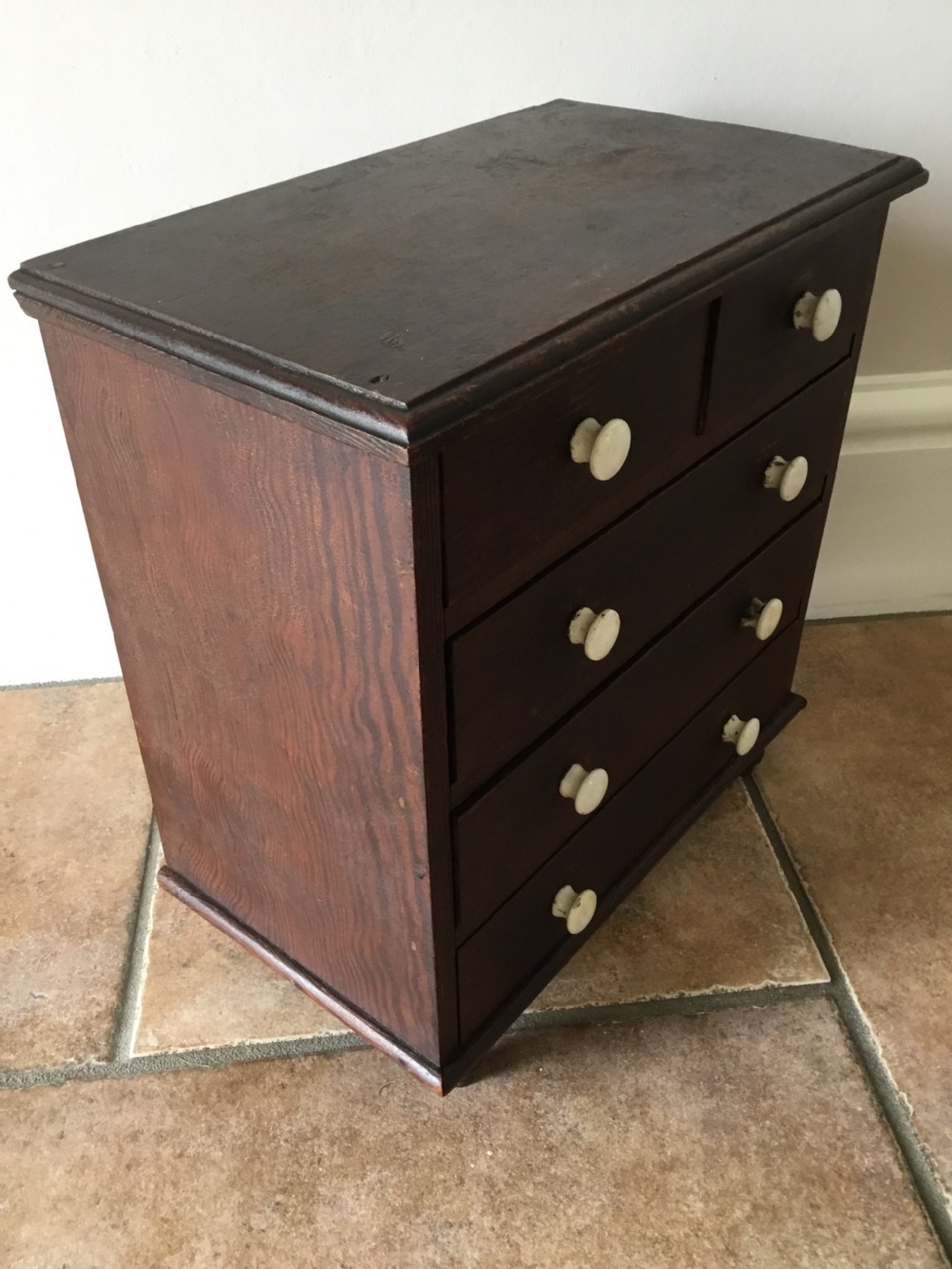 Decorated Pine Apprentice Chest of Drawers View II
