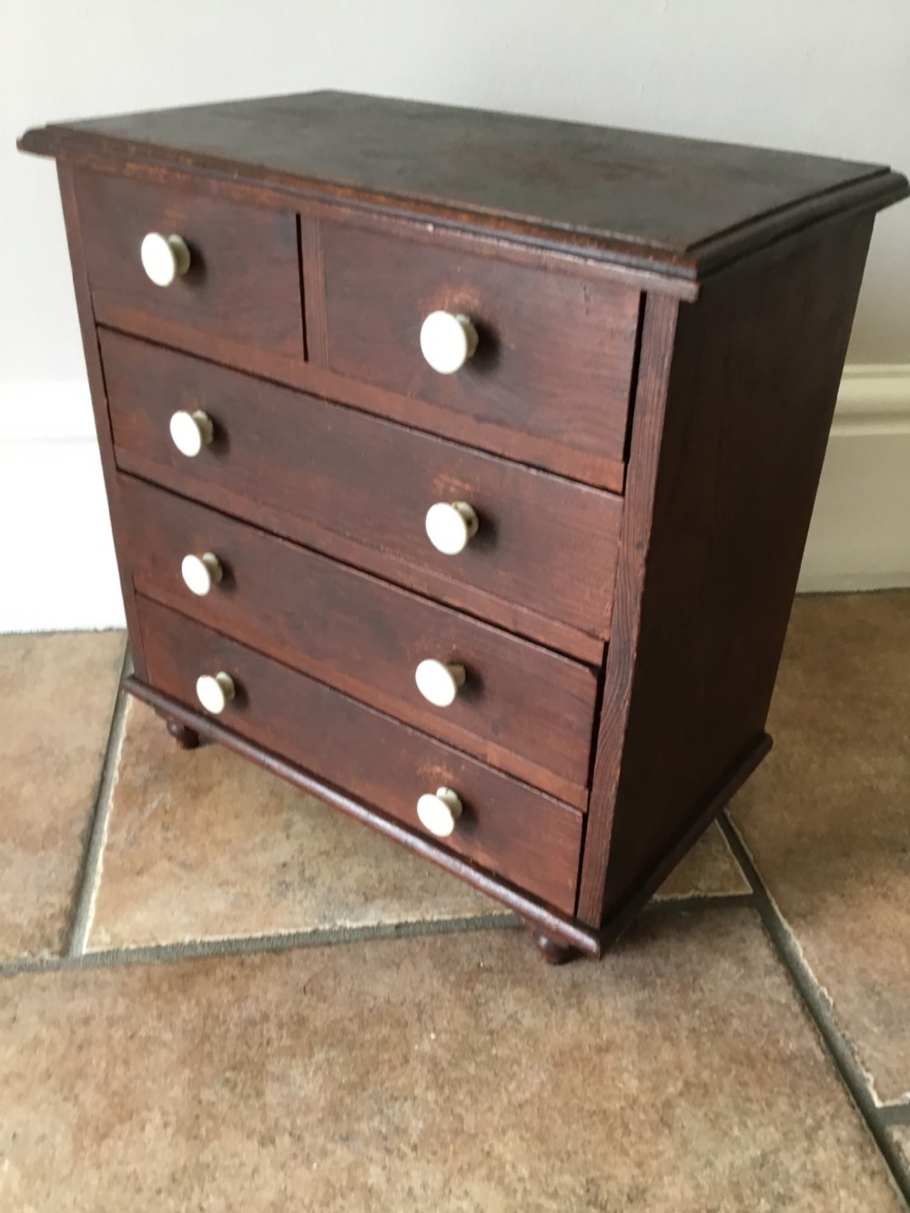 Decorated Pine Apprentice Chest of Drawers View V