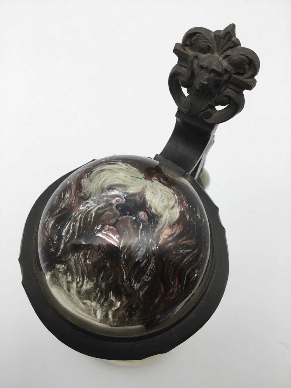 Bavarian Stein With Dog Crystal Top View VII