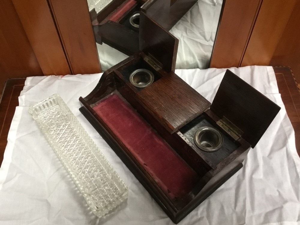 Oak Triple Well Inkstand  View IV