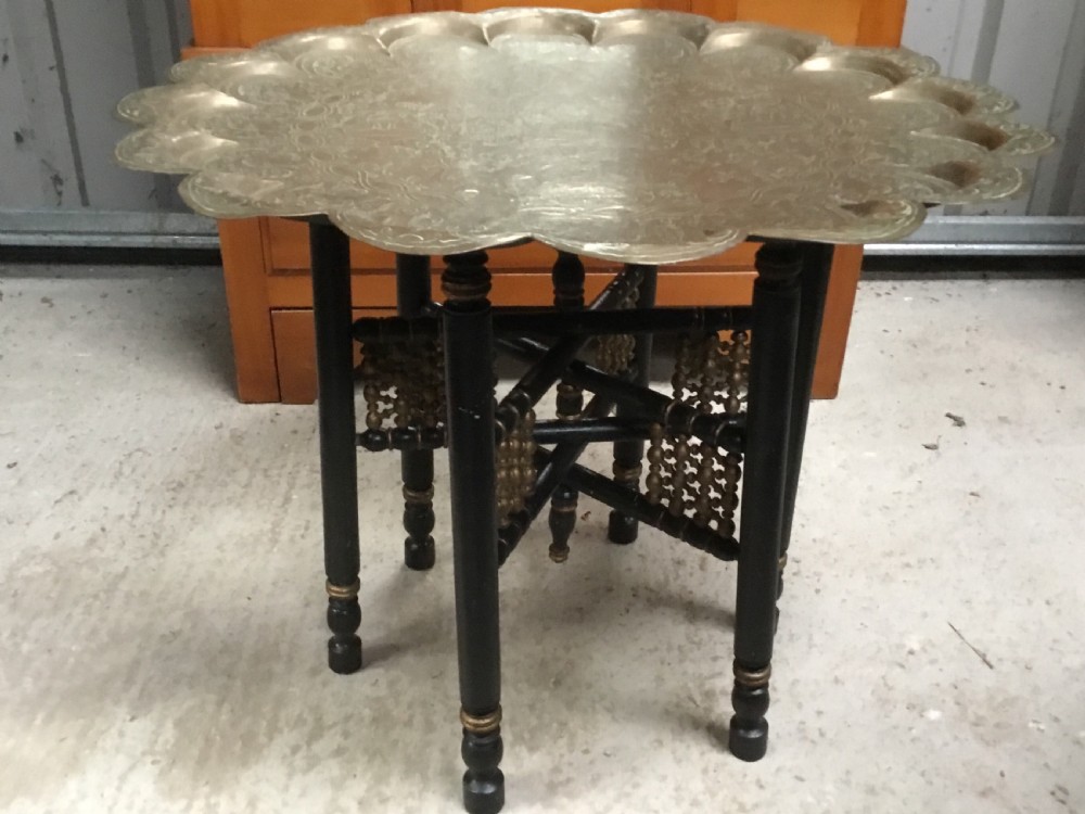 Fascinating Brass Banares Tray & Stand View VIII