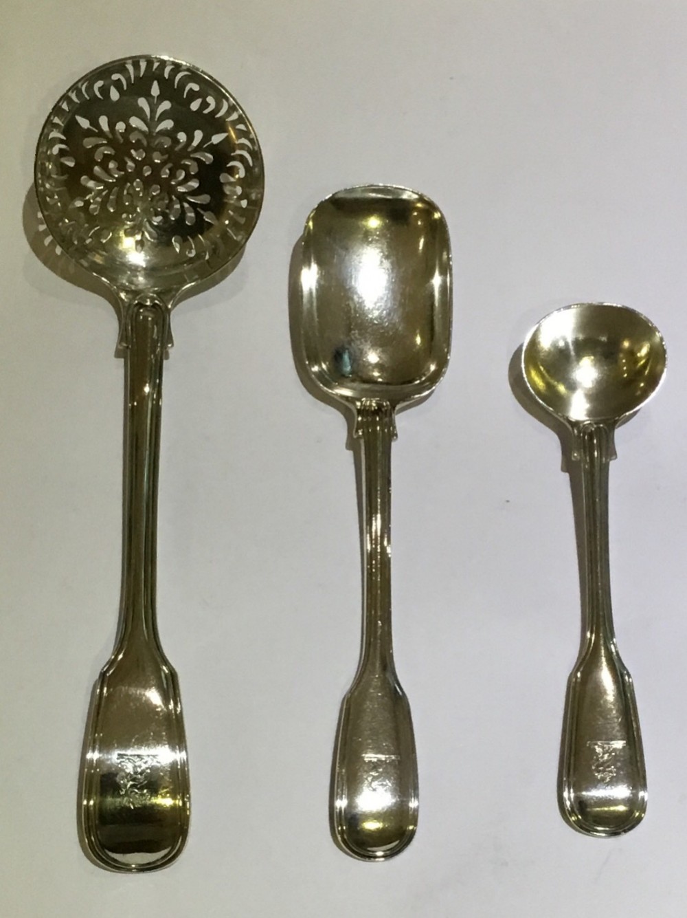 Silver Sifter Spoon. Preserve Spade & Salt Spoon Suite