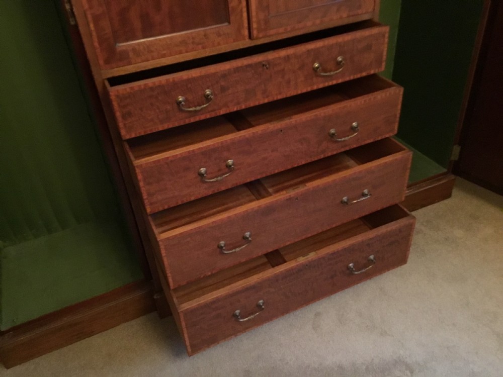 Satinwood Banded Edwardian Compactum Breakfront Wardrobe  View VII