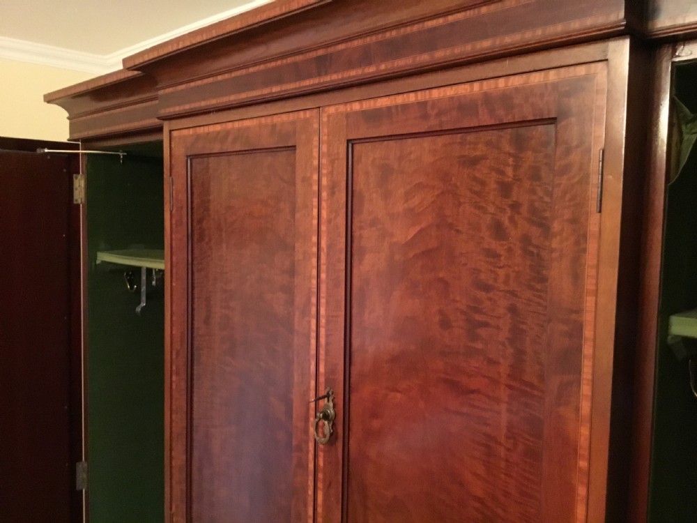 Satinwood Banded Edwardian Compactum Breakfront Wardrobe  View VIII