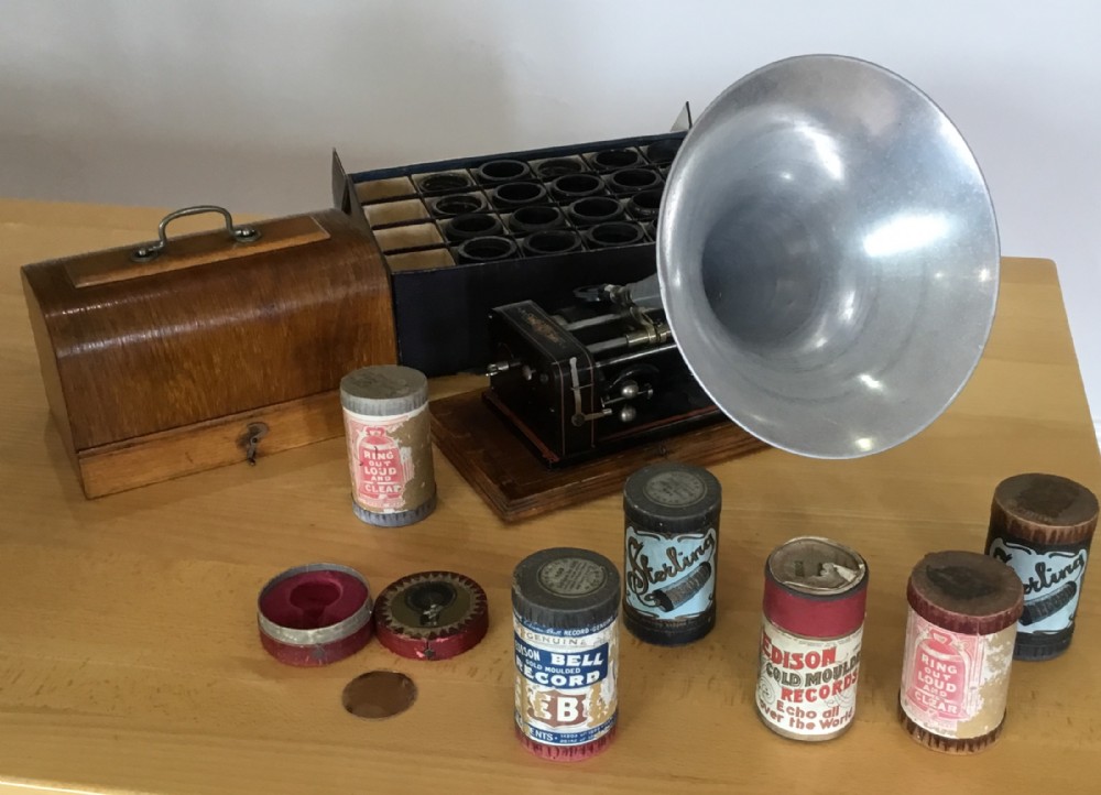 Phonograph with 24 Cylinder Records