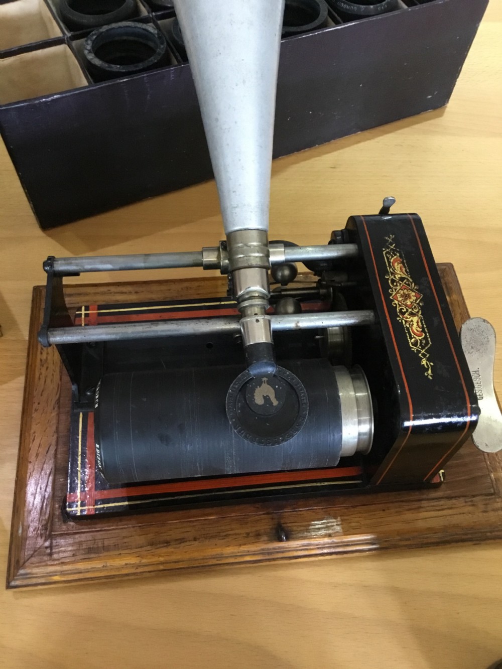Phonograph with 24 Cylinder Records View III