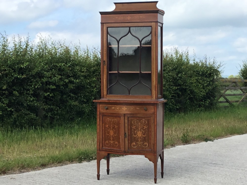 Fine Quality Inlaid display cabinet on serpentine cupboard base View VI