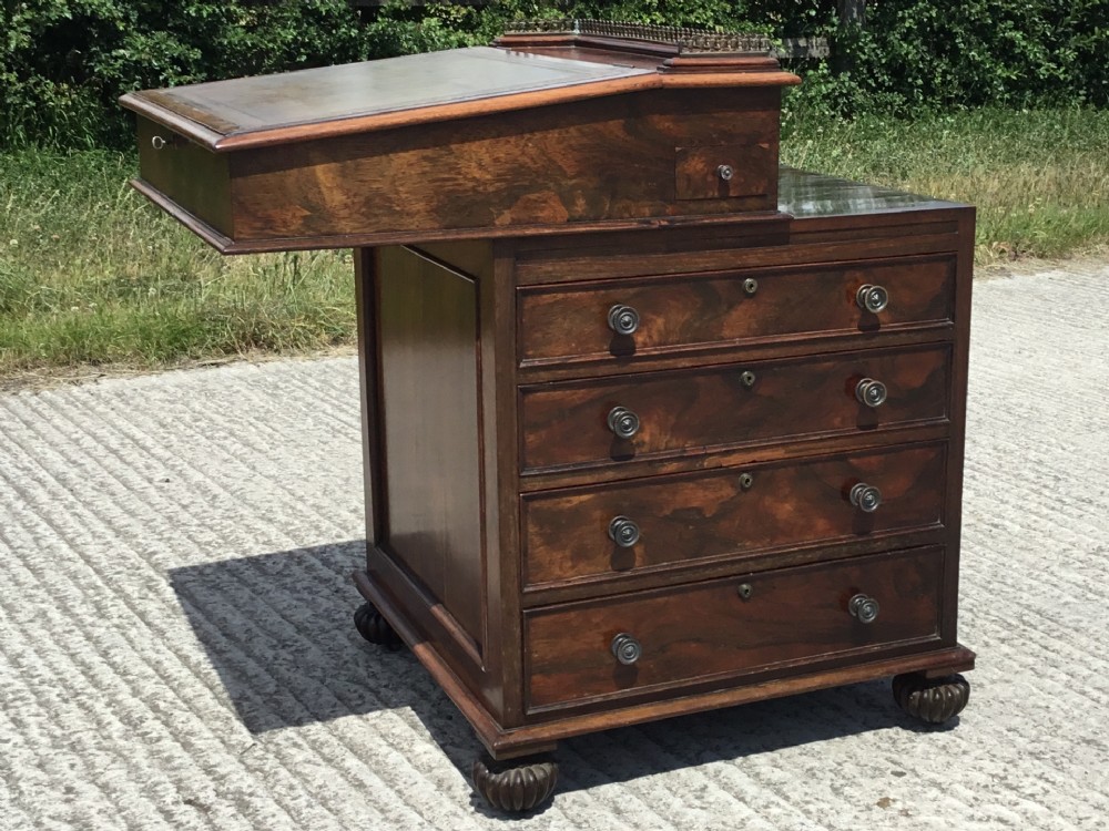 Fine Regency Rosewood sliding top Davenport