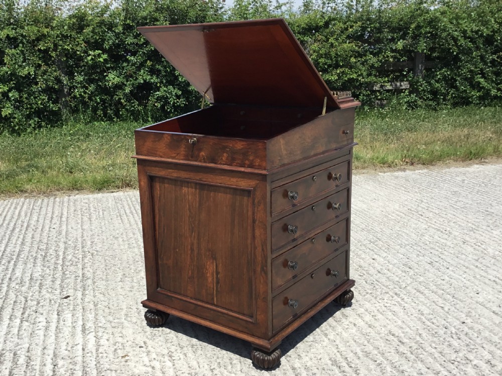 Fine Regency Rosewood sliding top Davenport View II