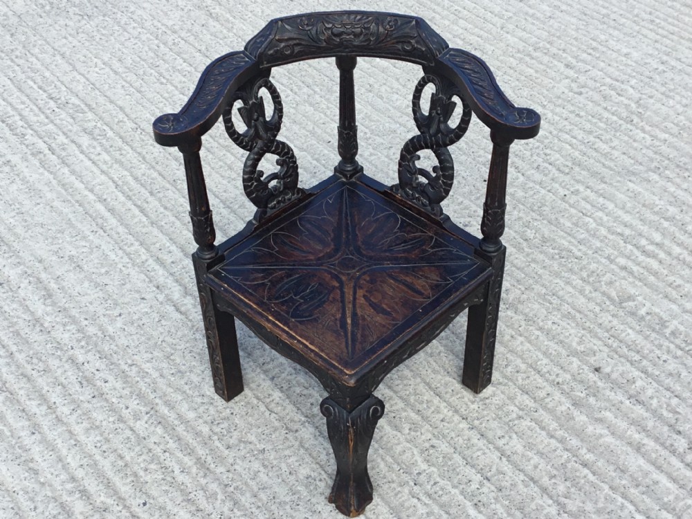 Carved Oak Corner Chair 