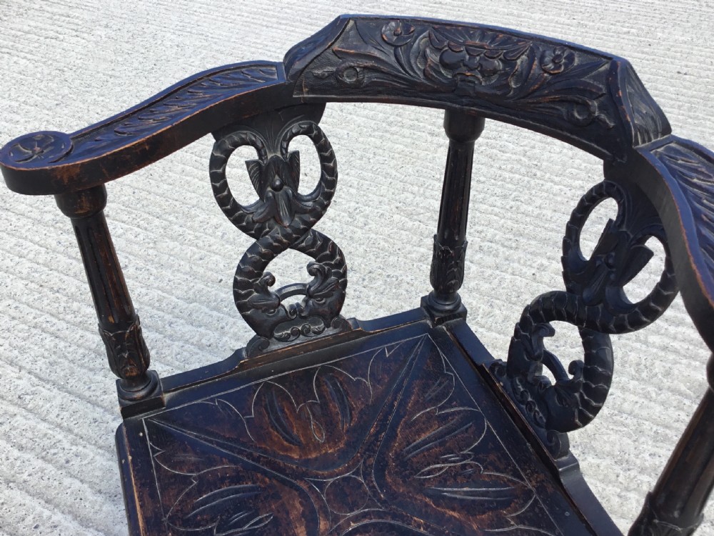 Carved Oak Corner Chair  View VI