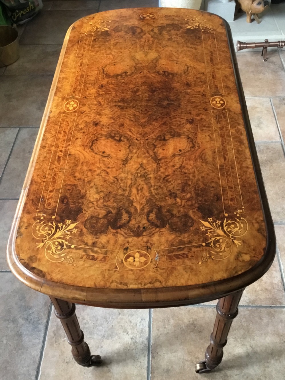 Exceptional Inlaid Burr Walnut Card Table 