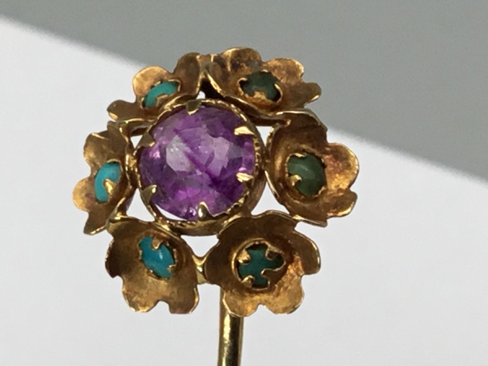 Amethyst & Turquoise Victorian Stick Pin