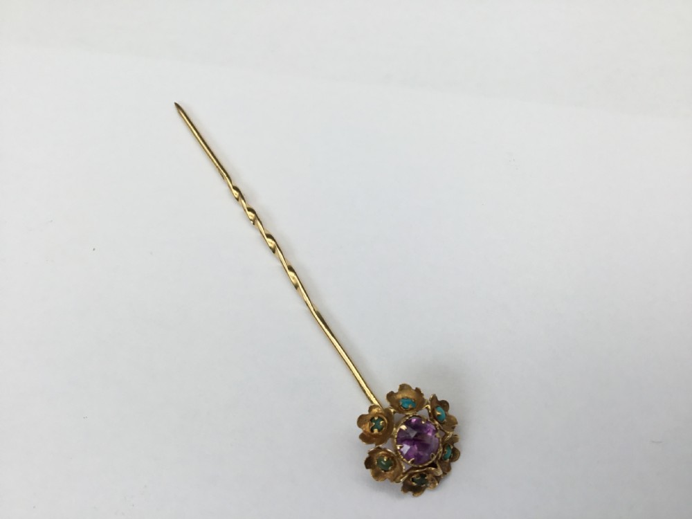 Amethyst & Turquoise Victorian Stick Pin View II