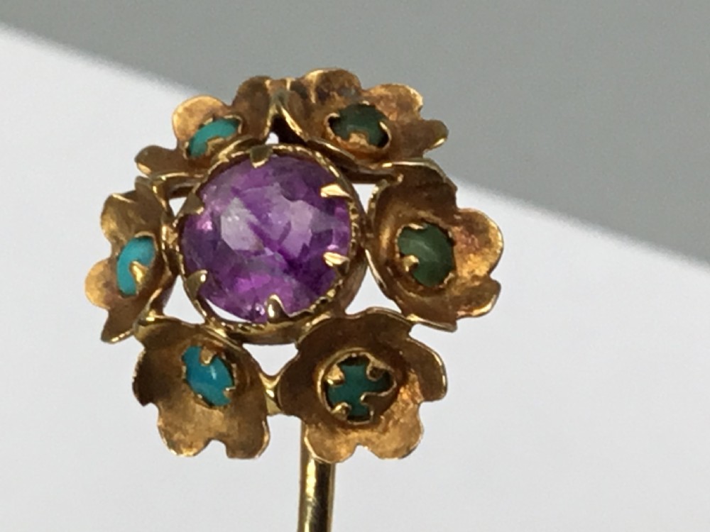 Amethyst & Turquoise Victorian Stick Pin View III