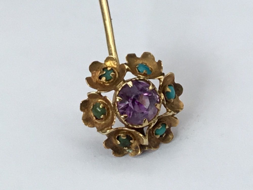 Amethyst & Turquoise Victorian Stick Pin View VI