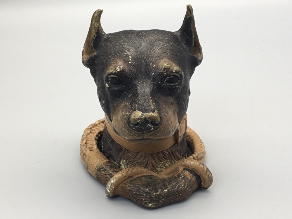 Viennese Cold Painted Doberman Inkwell 