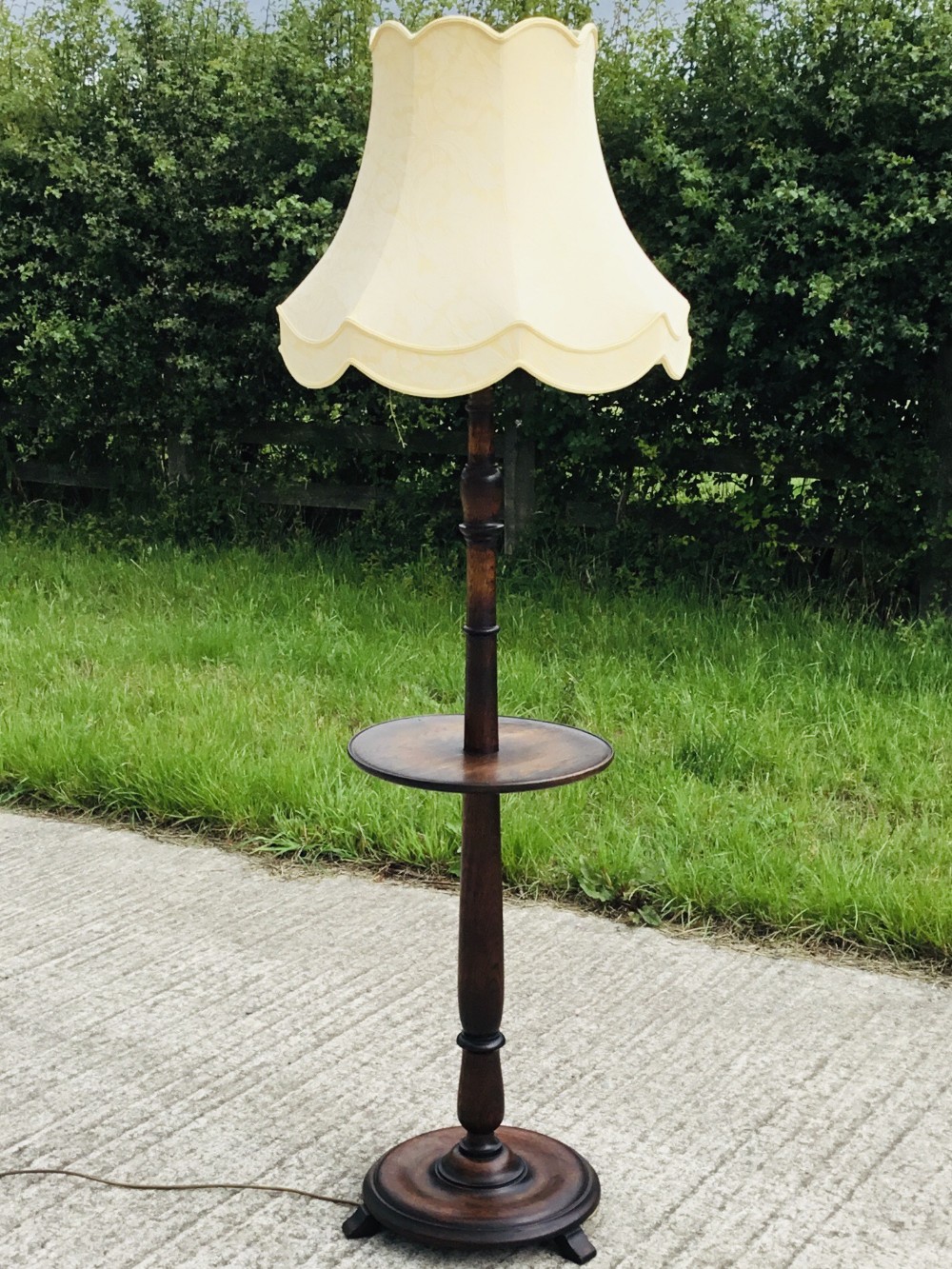 Oak Standard Lamp with Cocktail Shelf