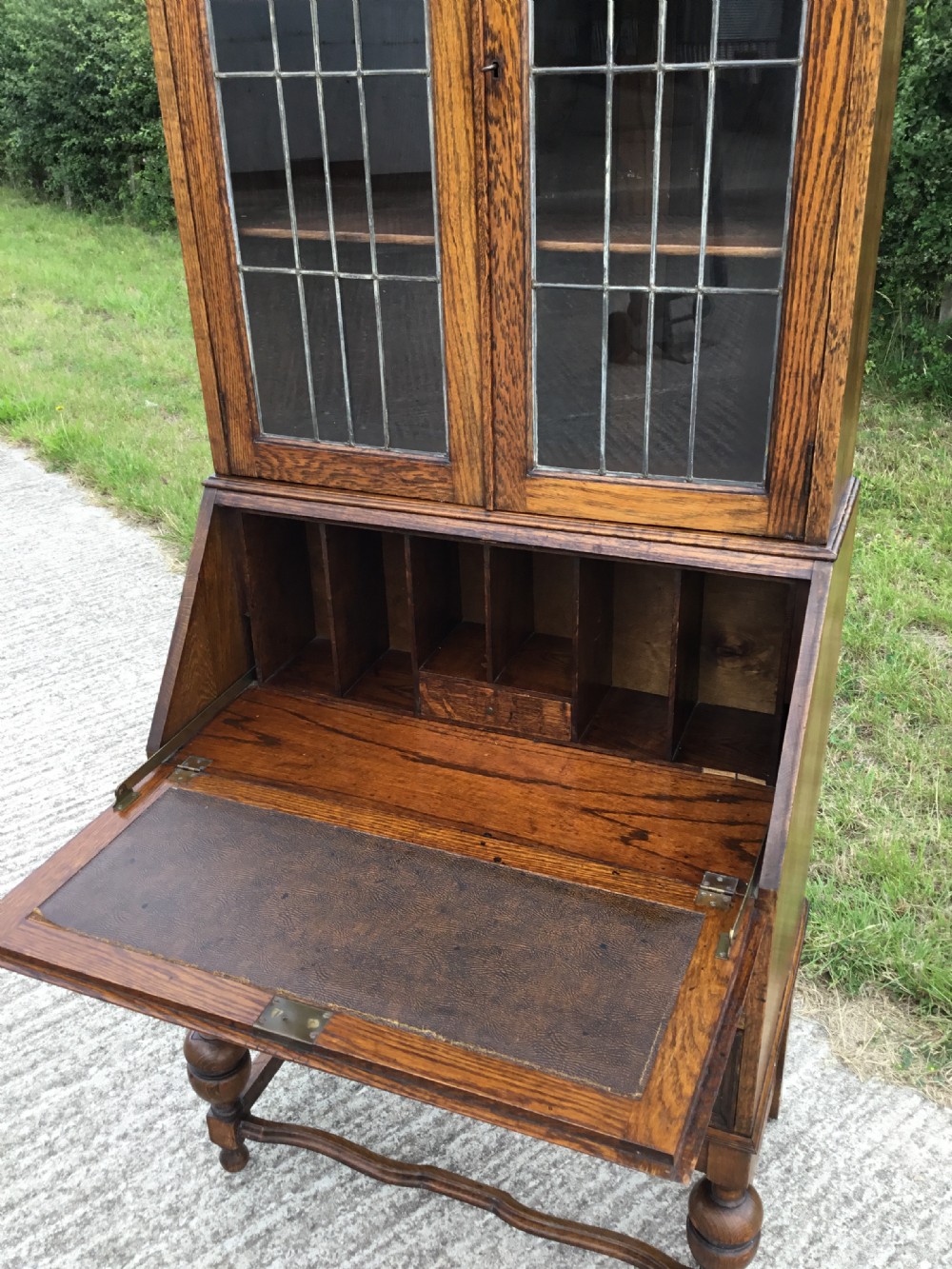 Oak Bureau Bookcase of Quality View V