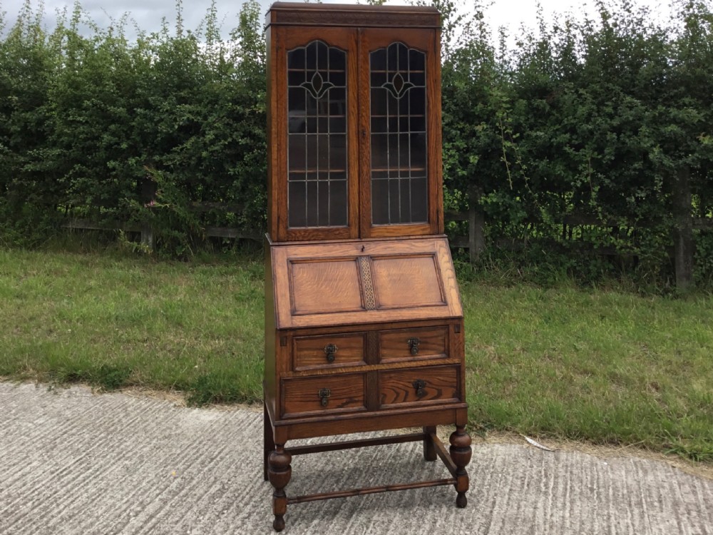 Oak Bureau Bookcase of Quality View VII