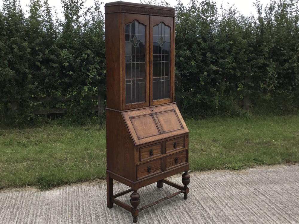 Oak Bureau Bookcase of Quality View IX